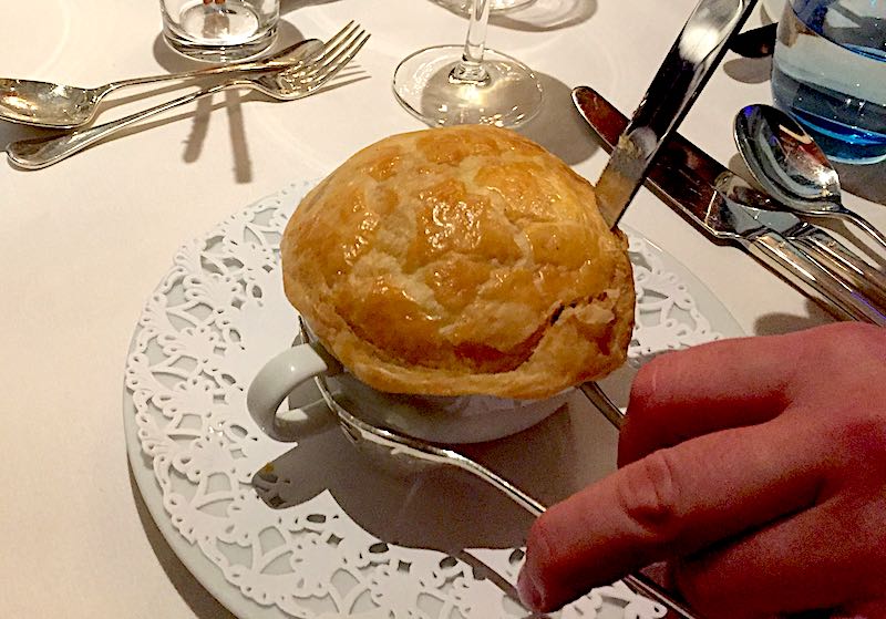 Seabourn Encore The Restaurant puff pastry soup image